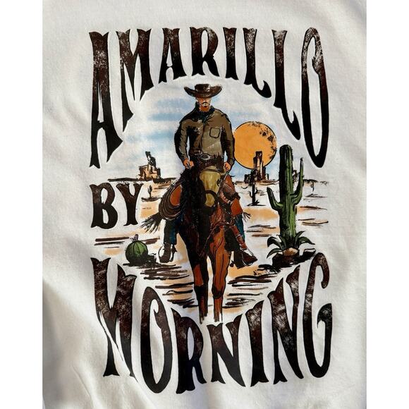Women Amarillo by Morning Western Cowboy Country Music Crewneck Size Large White - Picture 7 of 8